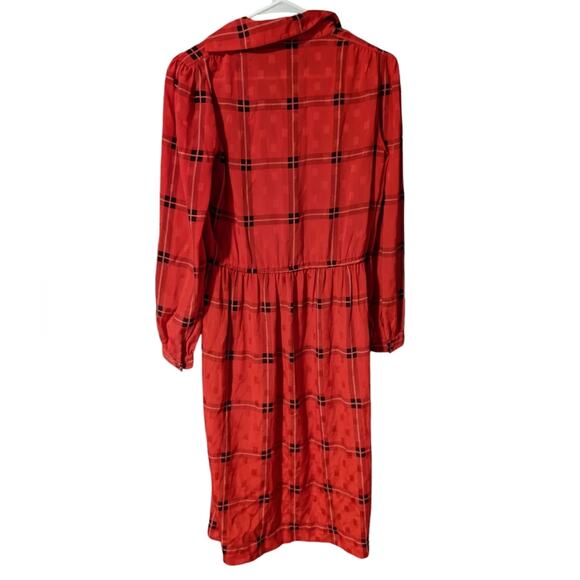 Vintage Red Plaid Buttoned Midi Dress Liz Claiborne 80s - Picture 2 of 3